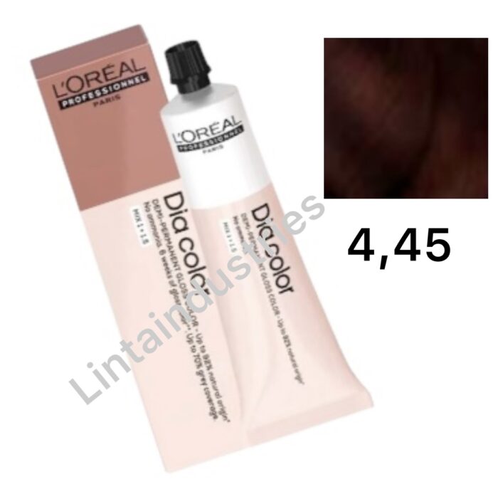 L'OREAL DIA COLOR COLORACIÓN DEMIPERMANENTE 60ML 4.45. CASTAÑO COBRIZO CAOBA - Imagen 1