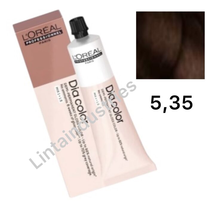 L'OREAL DIA COLOR COLORACIÓN DEMIPERMANENTE 60ML 5.35. CASTAÑO CLARO DORADO CAOBA - Imagen 1