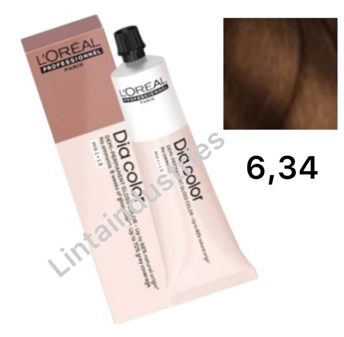 L'OREAL DIA COLOR COLORACIÓN DEMIPERMANENTE 60ML 6.34. RUBIO OSCURO DORADO COBRIZO - Imagen 1