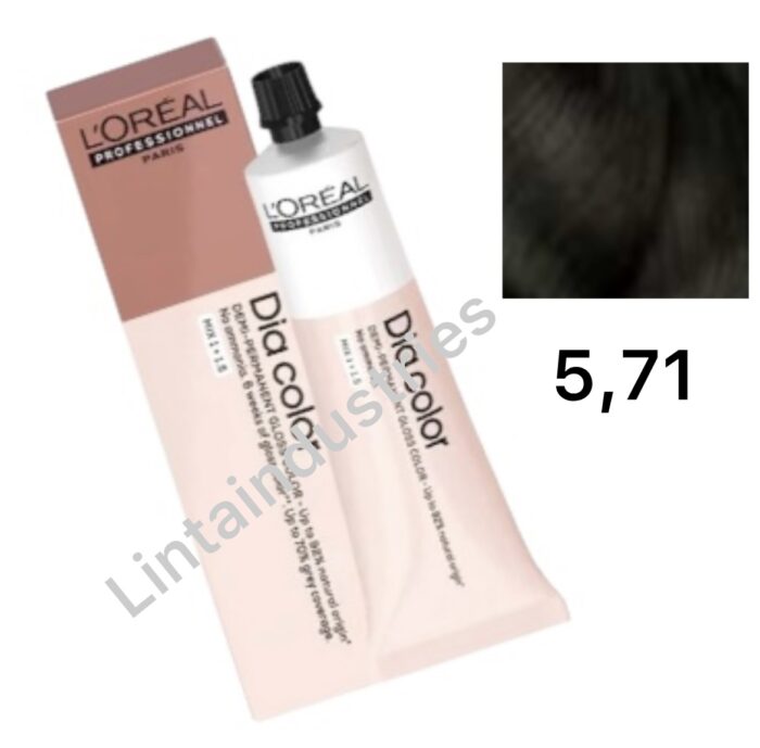 L'OREAL DIA COLOR COLORACIÓN DEMIPERMANENTE 60ML 5.71. CASTAÑO CLARO CENIZA MATE - Imagen 1