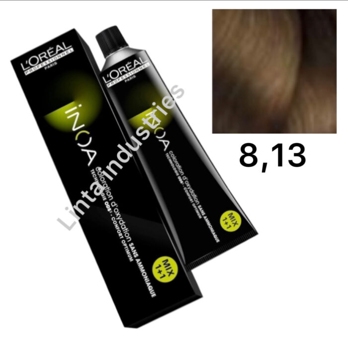 L'ORÉAL NUEVO INOA TINTE SIN AMONÍACO RAPPEL 60GR Nº8.13 RUBIO CLARO CENIZA DORADO - Imagen 1
