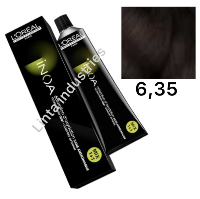 L'ORÉAL NUEVO INOA TINTE SIN AMONÍACO RAPPEL 60GR Nº6.35 RUBIO OSCURO DORADO CAOBA - Imagen 1