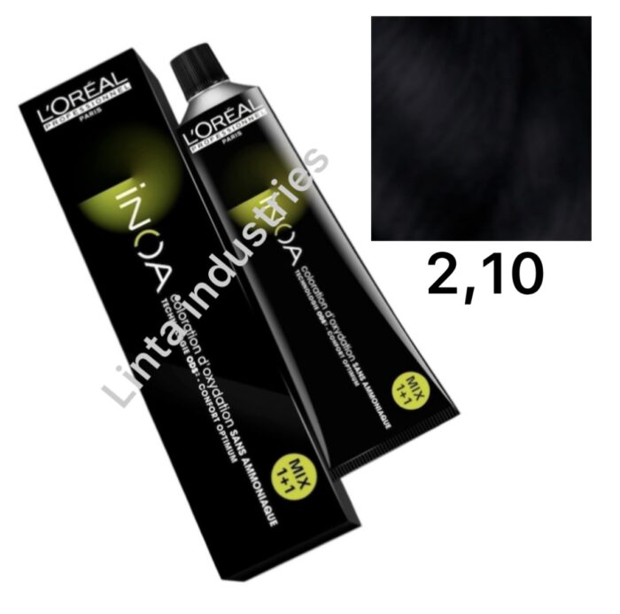 L'ORÉAL NUEVO INOA TINTE SIN AMONÍACO RAPPEL 60GR Nº 2.10 MORENO OSCURO CENIZA INTENSO - Imagen 1