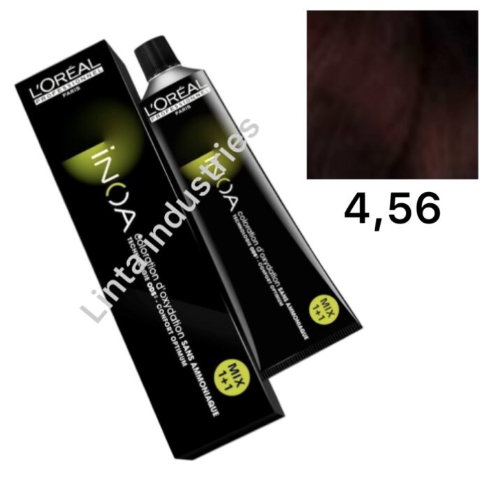 L'ORÉAL NUEVO INOA TINTE SIN AMONÍACO RAPPEL 60GR Nº4.56 CASTAÑO CLARO ROJIZO - Imagen 1