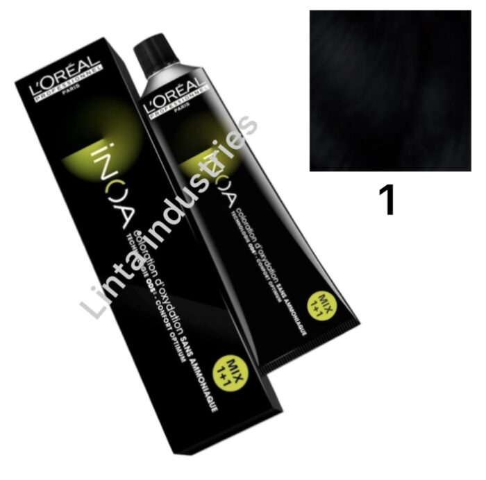 L'ORÉAL NUEVO INOA TINTE SIN AMONÍACO RAPPEL 60GR Nº1 NEGRO FUNDAMENTAL - Imagen 1